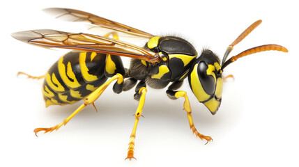 one single wasp on white background