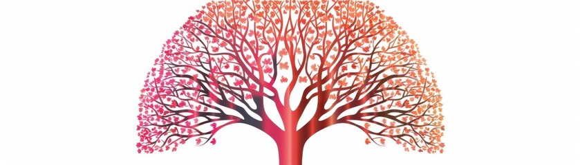 Obraz premium An artistic illustration of a tree with colorful gradient leaves, symbolizing growth and diversity, against a white background.