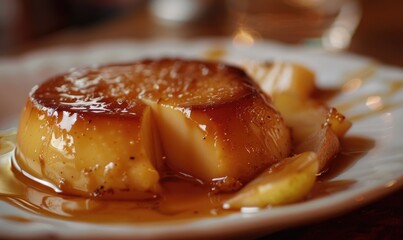 Pear and caramel flan