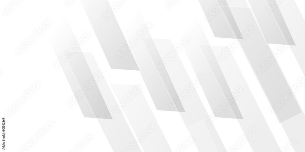 Poster abstract white background design with layers of textured white transparent material in triangle and 
