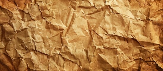 Obraz premium Vintage crumpled brown kraft paper with a retro texture, suitable for letters, featuring an old parchment look with a grungy backdrop and blank space for images. image with copy space