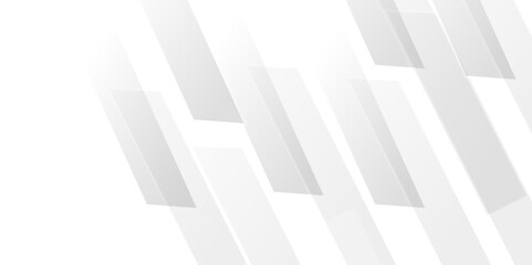 Abstract white background design with layers of textured white transparent material in triangle and squares shapes. White color technology concept geometric line vector white light grey background.