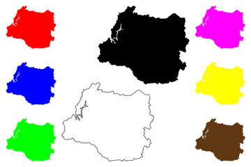 Los Rios Region (Republic of Chile, Administrative divisions of Chile) map vector illustration, scribble sketch Los Rios map