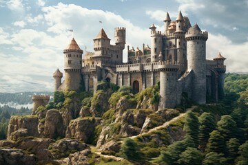 Medieval castle background architecture building day. .