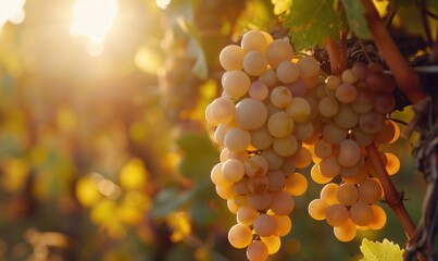 Obraz premium Ripe grapes in a vineyard