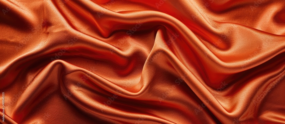 Poster full-frame fabric background in rich orange velvet texture with ample copy space image.