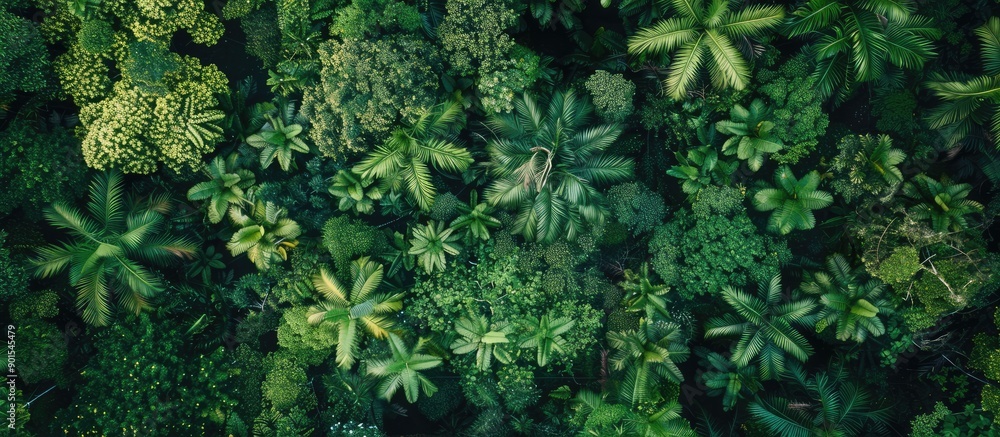 Poster full frame image of trees and leaves in a lush green rainforest, providing a natural background with