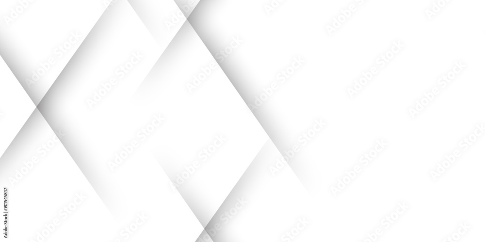 Poster abstract white background design with layers of textured white transparent material in triangle and 