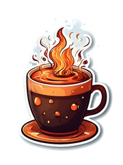 coffee sticker on fire