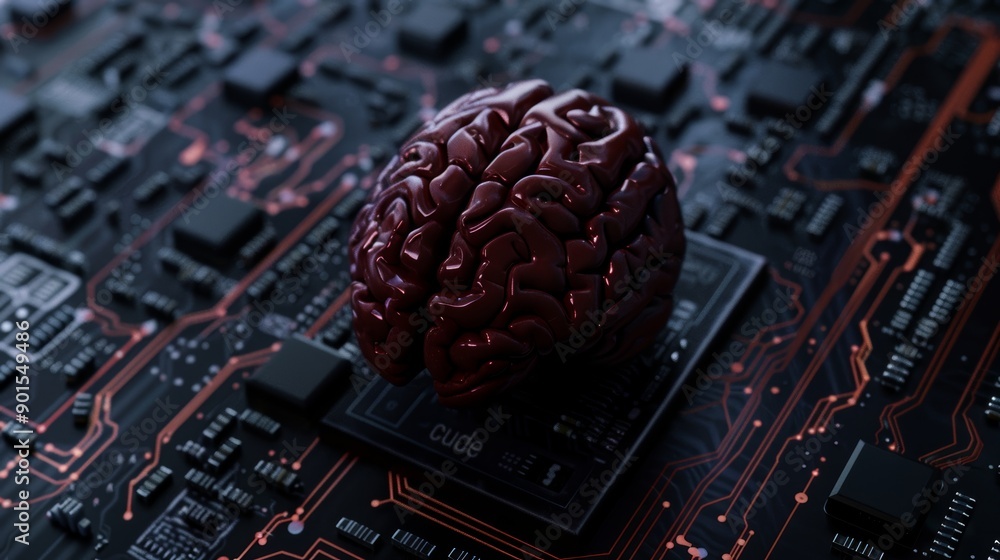 Poster brain, technology, and future circuit board for engineering, cybersecurity, and programming. hardwar