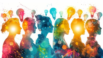 cultural entrepreneurial collaboration, a varied team of entrepreneurs, each from diverse cultures, collaborating to generate inventive concepts for their startup venture