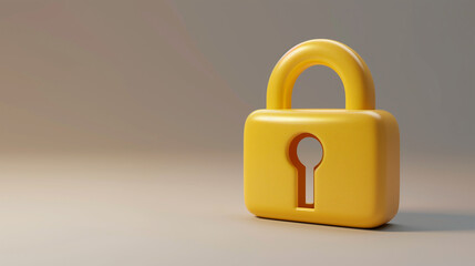 A yellow lock with a keyhole on the front