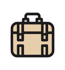 Vector image of a flat, isolated icon business bag sign
