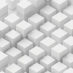 Abstract 3D cubes background in white, showcasing geometric patterns and symmetry. Ideal for modern, minimalistic designs and projects.