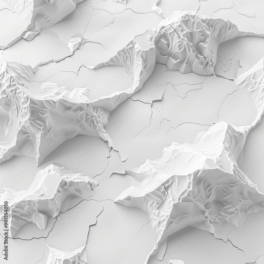 Aufkleber abstract 3d rendered topographic landscape with textured mountain formations in a monochrome color s
