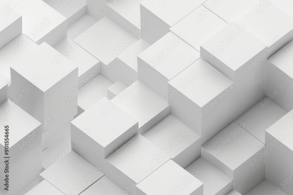 Poster abstract white 3d geometric cubes background with shadows, perfect for modern design and architectur