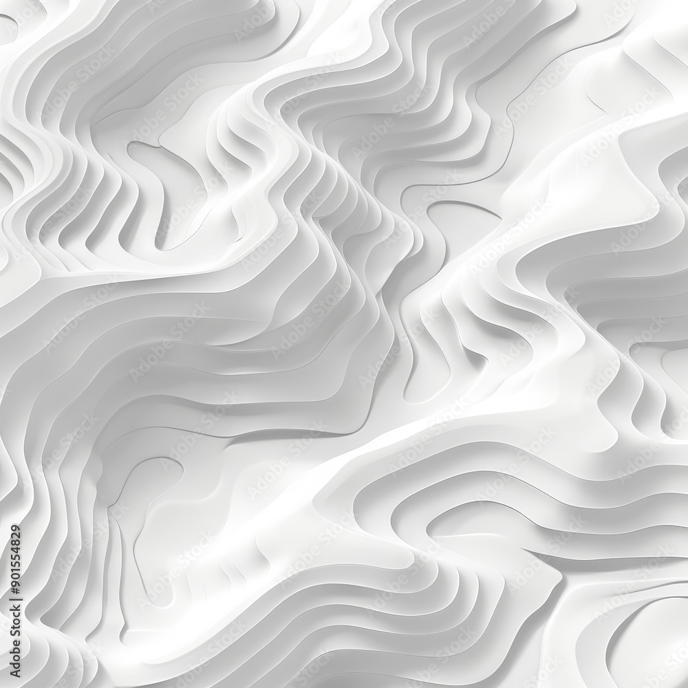 Poster abstract white layered 3d paper cutout background. modern and artistic texture with wavy patterns an