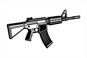 Assault Rifle lineal color mode black vector