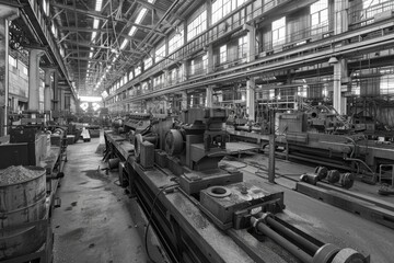 Fototapeta premium Machine Shop. Industrial Factory for Metal Production and Equipment