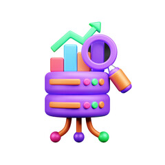 Data and cloud server 3d ui icon