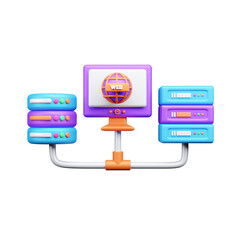 Data and cloud server 3d ui icon