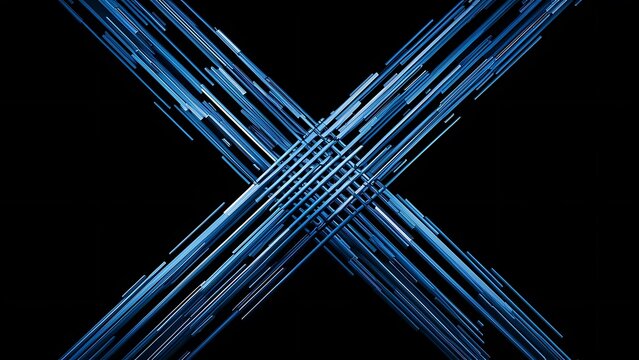 Abstract black background with lines and blue ts that depicts technological advancement
