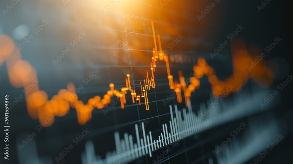 Poster a detailed shot of a stock market report with various indices and performance graphs