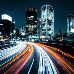 Fototapeta premium Shooting a cityscape at night with light trails, Shoot, Urban, light