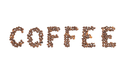 coffee word made of coffee beans