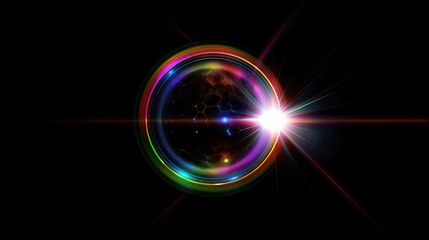 Obraz premium Lens Flare Effect on Black Background
