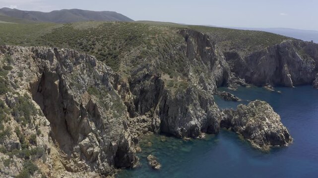 Aerial, Coastline Punta Su Zippiri, Sardinia, Italy