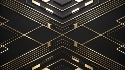 Obraz premium Futuristic black with gold wallpaper pattern.