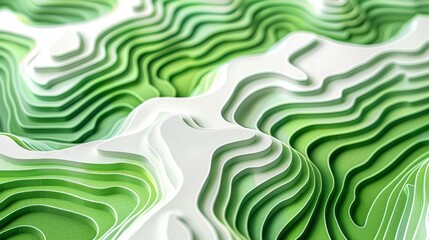 An up-close photo of a wavy pattern on a green and white background