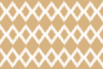 Traditional Ethnic ikat motif fabric pattern geometric style.African Ikat embroidery Ethnic oriental pattern brown cream background wallpaper. Abstract,vector,illustration.Texture,frame,decoration.