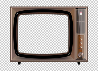 Vector retro television mock up isolate on transparent grid
