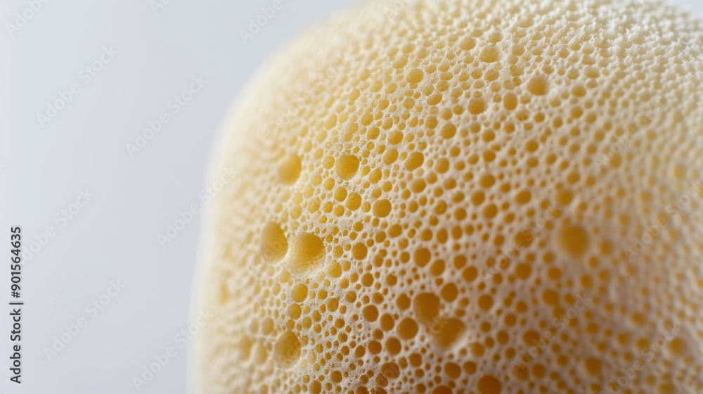 Poster macro image capturing the intricate details of a porous surface, highlighting the numerous bubbles a