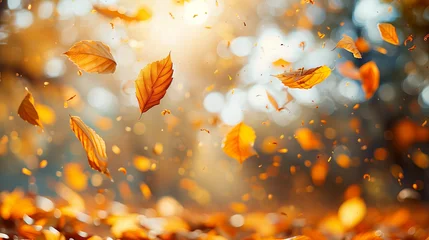 Fleecedeken met foto Bright autumn colors swirl in the air on a windy day, creating a vibrant and lively atmosphere.  © Alena