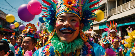 Fototapeta premium person in carnival costume with mask