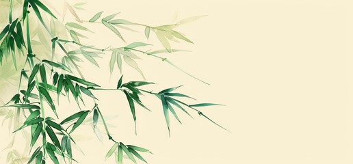 Fototapeta premium Bamboo plant art on textured background in an interior photo wallpaper