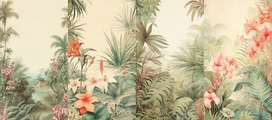 Lush tropical floral wallpaper  mobile wallpaper set