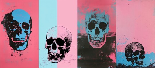 Colorful skull pop art mobile wallpaper set