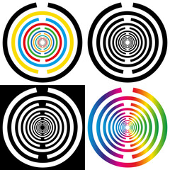 Ensemble de 4 Icônes Antenne de Lakhovsky Oscillateur à Longueur d'Ondes Multiples, Emetteur d'Ondes Scalaires, Harmonisation, Radionique, Vecteur, Couleurs