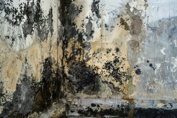 Obraz premium Molded Wall Corner: Damp and Fungal Growth in Interior House