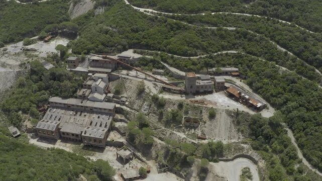 Aerial, Abandoned Miniera di Sanna, Sardinia, Italy