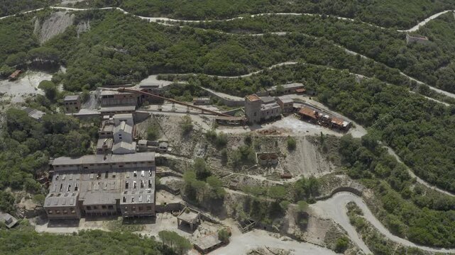 Aerial, Abandoned Miniera di Sanna, Sardinia, Italy