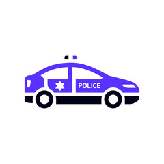 Police car transport flat icon, side view