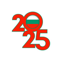 2025 banner with Bulgaria flag inside. Vector illustration.