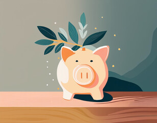 Obraz premium Cute Minimalist Piggy Bank Illustration Adorable and Simple Savings Concept