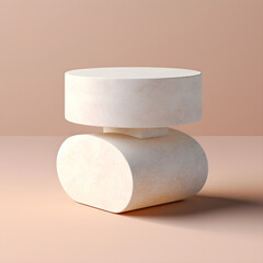 3d rendering of a beige podium with a wooden stand in the studio