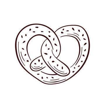 recommend clip art: Pretzel icon in line art style. A bakery design product in the shape of a brezel. Vector illustration isolated on a white background.